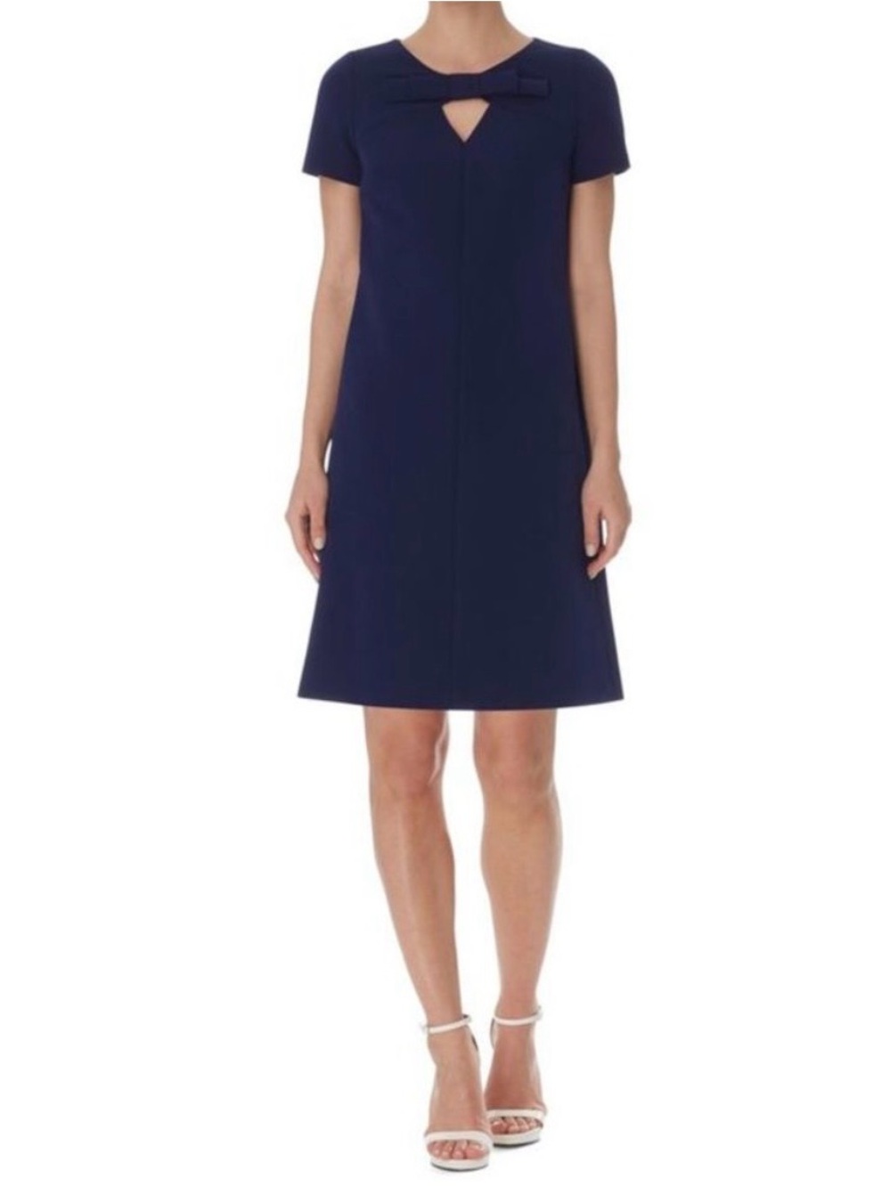 NWT Anne Klein Navy Blue Short Sleeve Knee-length Work Dress Lined Womens Size 6